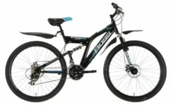 Boss Stealth Full Suspension Mountain Bike, 26" Wheel, 18.5" Frame - Black/Silver/Blue