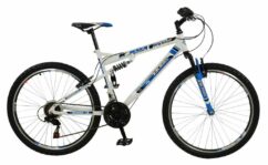 Boss Astro Mens Full Suspension Mountain Bike , 26" Wheel, 18" Frame - White/Black/Blue