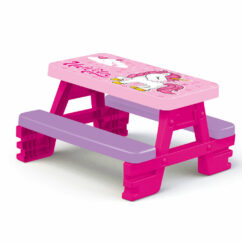 Dolu Unicorn Kids Indoor Outdoor Garden Picnic Table for 4 - Pink