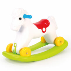 Dolu 2-in-1 Kids Rocking Horse with Wheels Ride On Toy Animal - White