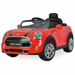 Mini Cabrio Kids Convertible Electric Ride On Car with LED Headlights - Red
