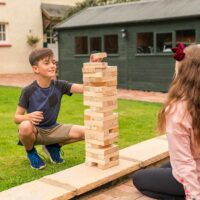Garden Games Tumble Tower Stack 'N' Fall Wooden Blocks Indoor Outdoor Play Set - Image 2