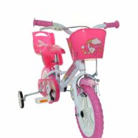 Dino Unicorn Girls 12" First Bicycle With Stabilisers - White/Pink - Image 3