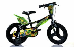 Imperfect Dino Dinosaur Boys Bicycle 16" With Stabilisers - Black/Green