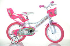 Dino Hello Kitty Girls Bike with Doll Carrier - 14" Wheel, Single Speed, White