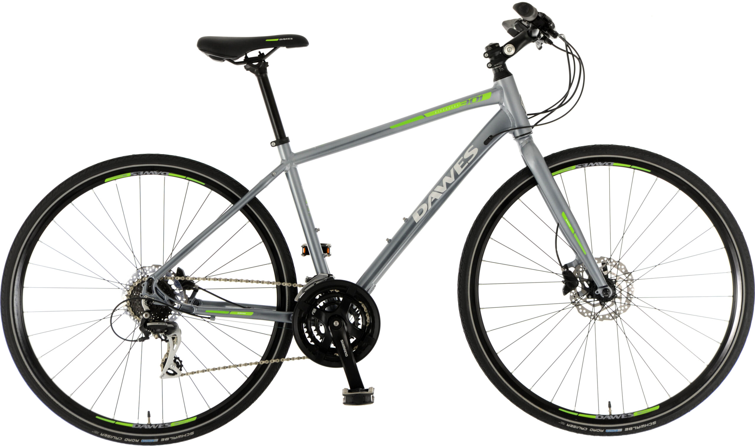 Dawes Discovery 301 Crossbar Hybrid Bike, 700c Wheel, 24 Speed - Satin Silver