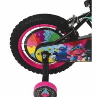 Dreamworks Trolls 2 World Tour 14" Girls Bike, Single Speed, Stabilisers - Black/Pink - Image 4