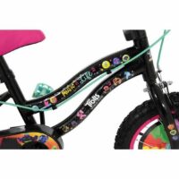 Dreamworks Trolls 2 World Tour 14" Girls Bike, Single Speed, Stabilisers - Black/Pink - Image 5