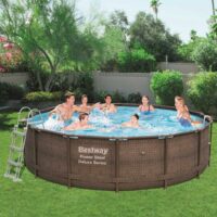 Bestway 14' x 42" Steel Pro Deluxe Pool Set - Rattan Effect - Image 2