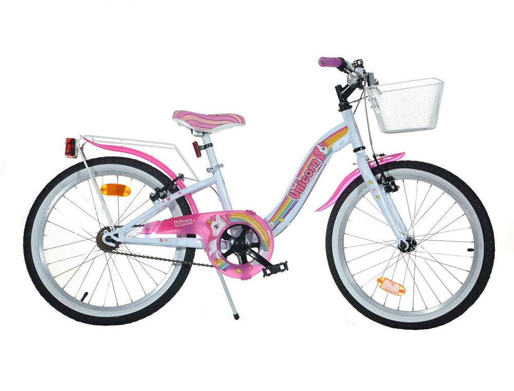 Dino Unicorn Girls Junior 20" Heritage Dutch Style Bicycle, 10" Frame, Single Speed - White