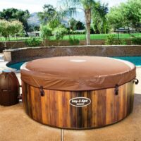 Lay-Z-Spa Helsinki AirJet Plus Outdoor Inflatable Hot Tub Jacuzzi - Wood Vinyl - Image 4