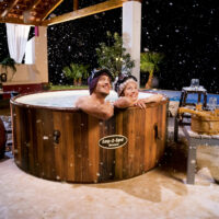 Lay-Z-Spa Helsinki AirJet Plus Outdoor Inflatable Hot Tub Jacuzzi - Wood Vinyl - Image 3