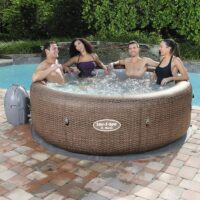 Lay-Z-Spa St. Moritz AirJet Outdoor Inflatable Hot Tub Jacuzzi - Brown Rattan - Image 3