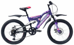 Boss Stealth Junior Full Suspension Mountain Bike, 20" Wheel, 11" Frame - Purple