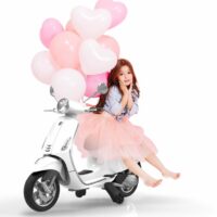 Vespa Primavera Licenced Kids 6v Electric Ride On Retro Moped - Red - 3-7yrs - Image 2