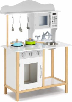 Playhouse Little Sous Chef's, Kids Wooden Playset and Pretend Kitchen Role Play