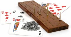 Toyrific Wooden Cribbage Board & Playing Cards, Traditional Card Game Set, Family Games