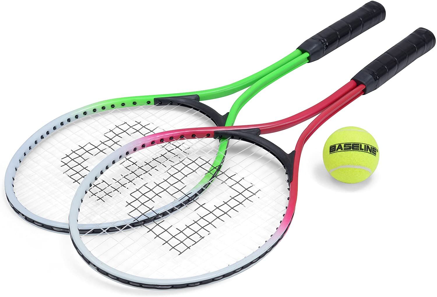Baseline Tennis Racket 2 Player Set for Kids 2 Rackets and Ball Grn/Rd