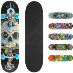 Xootz Kids Complete Beginners Double Kick Trick Skateboard Maple Deck - 31 x 8 Inches