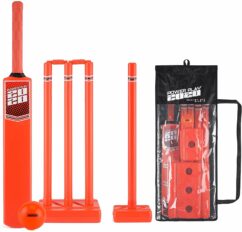 PowerPlay Plastic Cricket Set with Cricket Bat Ball 4 Stumps SIZE 5