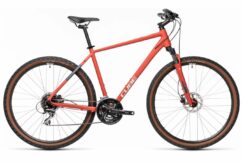 Cube Nature Crossbar Hybrid Bicycle, 28" Wheel - Satin Red/Gum