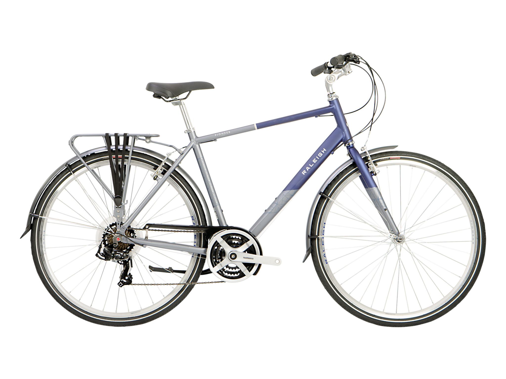 Raleigh Pioneer Tour Crossbar Traditional Hybrid Bicycle - Grey/Blue