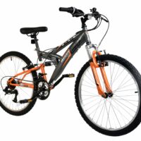Basis Ranger Junior Full Suspension Mountain Bike, 24" Wheel - Grey/Orange - Image 2