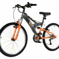 Basis Ranger Junior Full Suspension Mountain Bike, 24" Wheel - Grey/Orange - Image 3