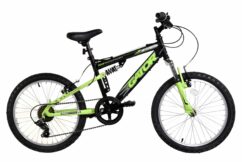 Basis Gator Junior Full Sus Mountain Bike, 20" Wheel - Gloss Black/Green