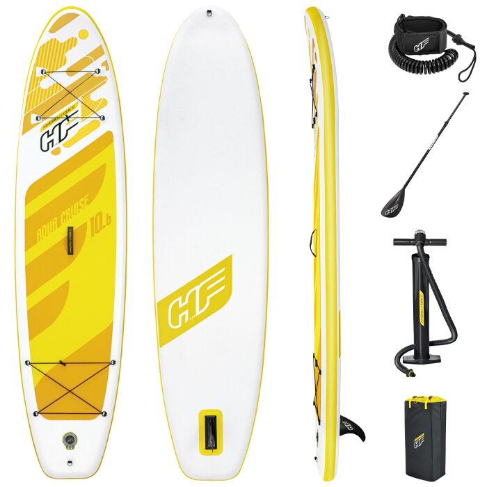 Bestway Hydro-Force Aqua Cruise Inflatable SUP Stand Up Paddleboard - White/Yellow