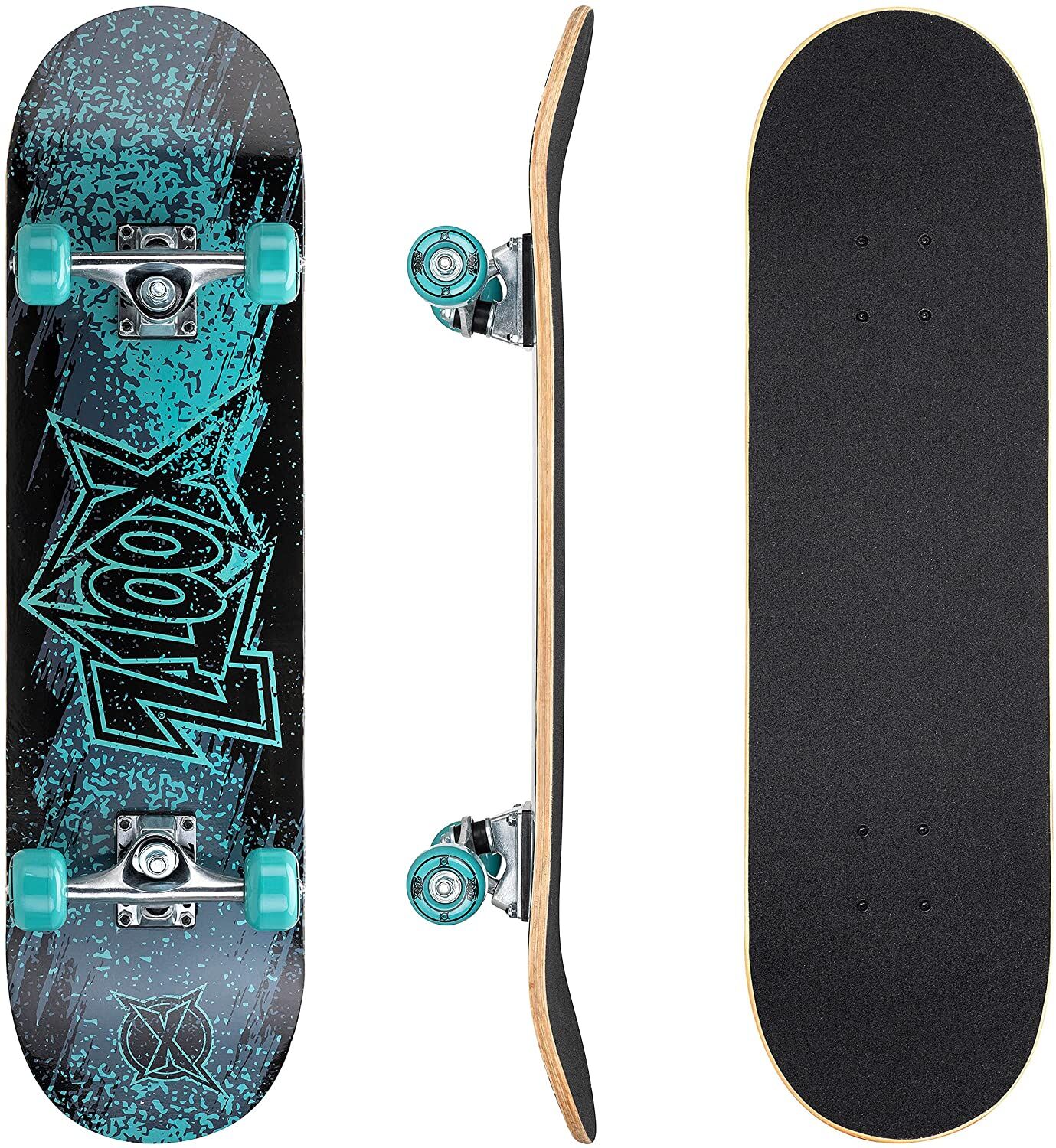 Xootz Doublekick Streak 31" Skateboard - Black/Blue