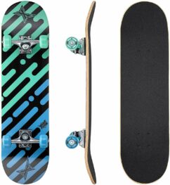 Xootz Deviate Doublekick Skateboard 31" - Black/Blue/Green