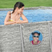 Bestway Power Steel Swim Vista Series Oval Swimming Pool Set, 14ft x 8' 2" x 39.5" - Grey Stone - Image 3