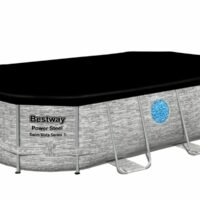 Bestway Power Steel Swim Vista Series Oval Swimming Pool Set, 18ft x 9' x 48" - Grey Stone - Image 3