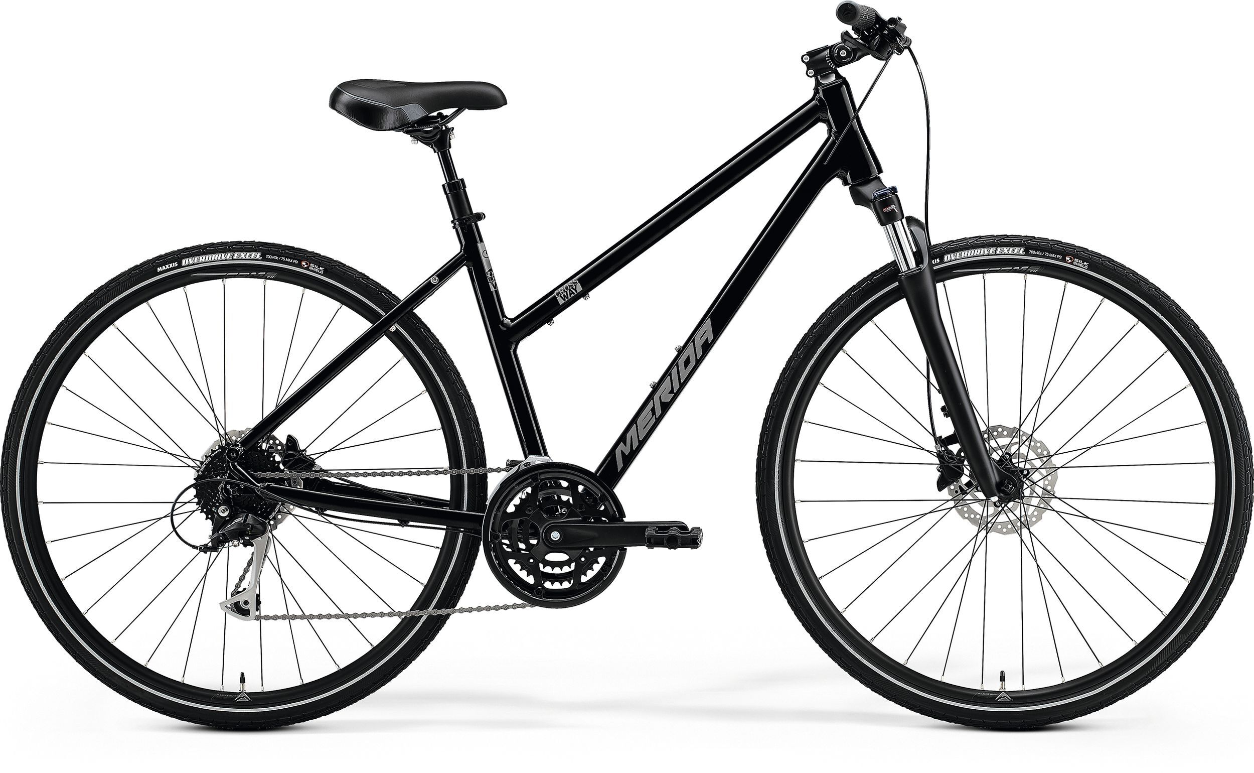 Merida Crossway 100 Ladies Hybrid Commuter Bike 2022, 700c Wheel - Gloss Black/Silver