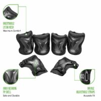 Xootz Kids 6 Piece Skate & BMX Knee Elbow and Wrist Pads Set - Black - Image 4