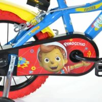 Dino Pinocchio Kids 14" Wheel Bike - Blue/Red/Yellow - Image 2