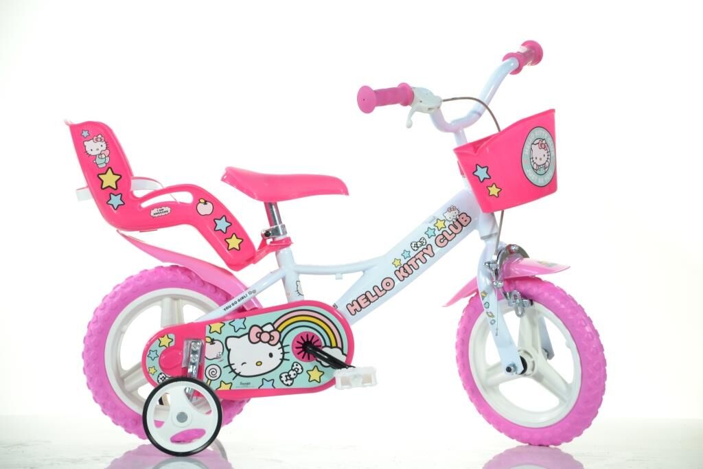 Dino Hello Kitty Kids 12" Wheel Bike - White/Pink