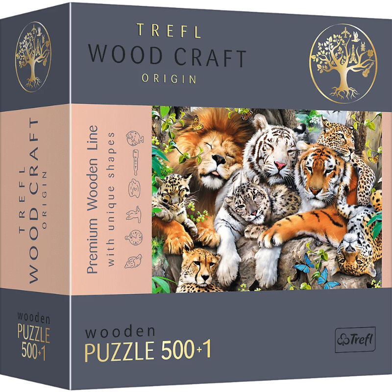 Trefl Wild Cats in the Jungle Wooden Puzzle - 500+1 Pieces