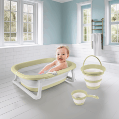 Dolu Foldable Triple Baby Bath Set - Green