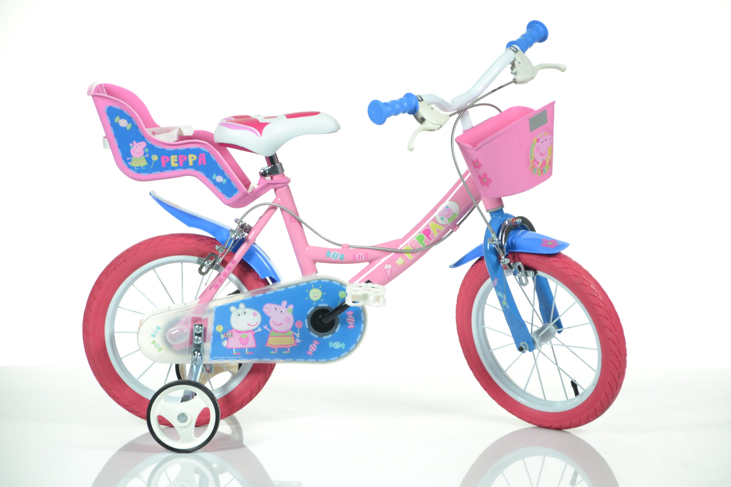 Imperfect Dino Peppa Pig Pink Girls Bike with Doll Carrier - 14" Wheels