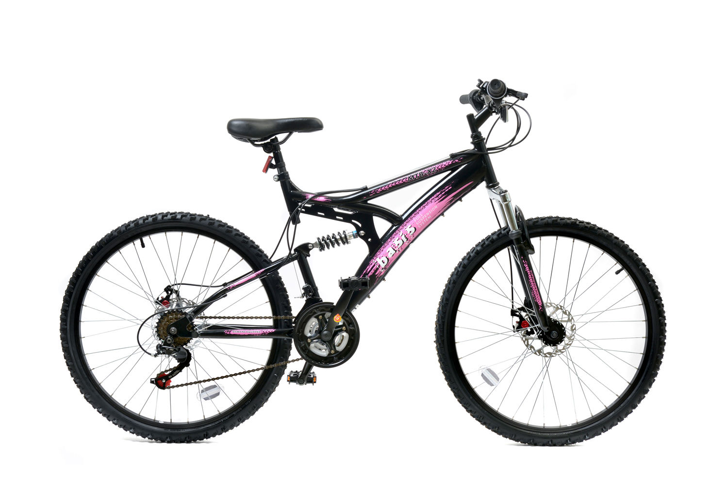 Imperfect Basis 1 Full Suspension Mountain Bike - 26" Wheel - 18 Speed Black/Pink