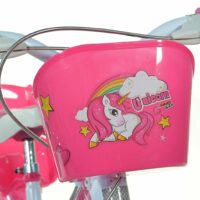 Imperfect Dino Unicorn Girls Bicycle 16" With Stabilisers- White/Pink - Image 2