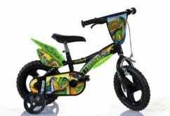 Imperfect Dino Dinosaur Boys First Bicycle 12" With Stabilisers - Black/Green