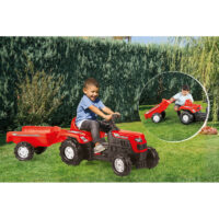 Dolu Kids Tractor Pedal Operated Ride On Truck with Trailer - Red - Image 2