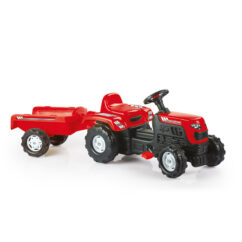 Dolu Kids Tractor Pedal Operated Ride On Truck with Trailer - Red